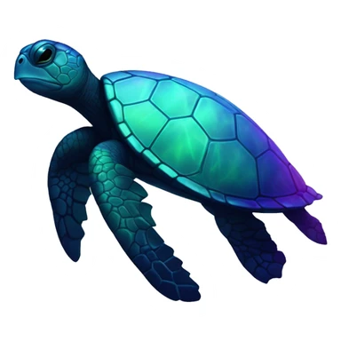 Dark iridescent sea turtle glowing heart sticker