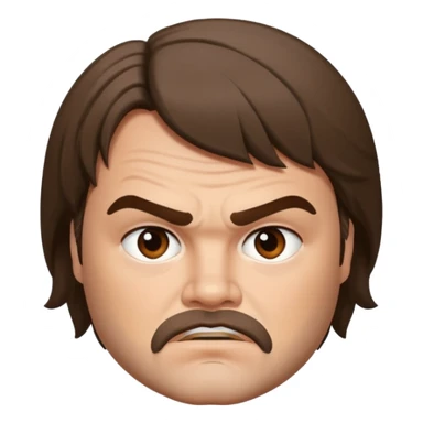 realistic emoji of Jack Black, close-up, realistic hair and eyes sticker
