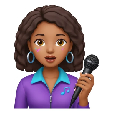 African American girl singing with microphone in her hand Abe music notes everywhere sticker