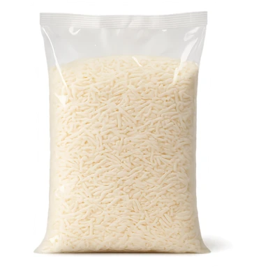 Realistic style transparent bag of white rice, natural details, no background. sticker