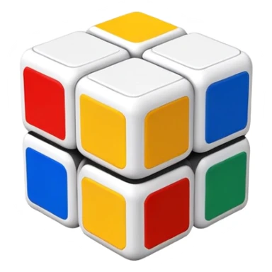 A 3x3 Rubik's Cube with classic colors: yellow, blue, red, green, orange, white, minimalist iOS emoji style sticker