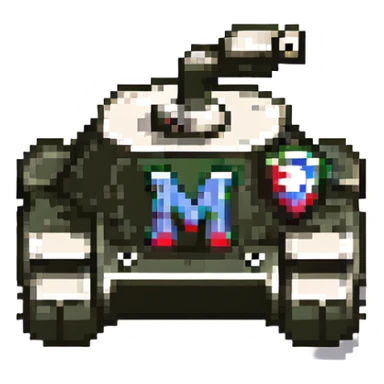 tank with the letter M written on it sticker