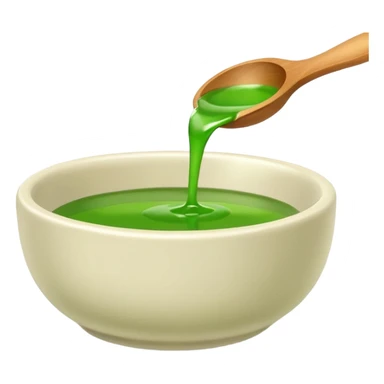 small dipping bowl with green liquid, matte, simple, clear sticker