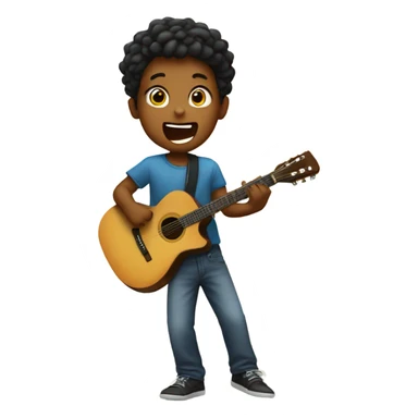 Boy holding a guitar singing on a stage sticker