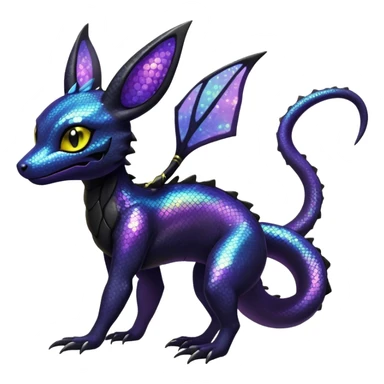 Sparkly Iridescent Shiny Salandit-Umbreon-Fakémon-hybrid-creature (full body)  sticker