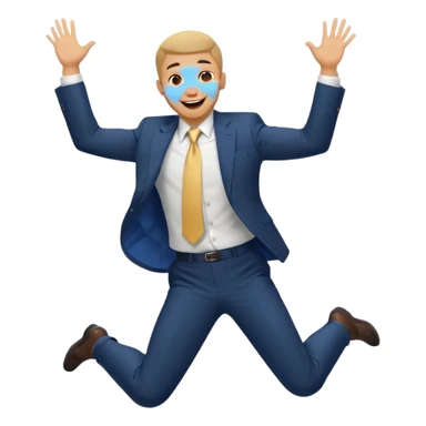 a man in a formal suit jumps with joy sticker