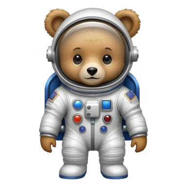 Generate a full set of emojis "A bear cub in a spacesuit" sticker