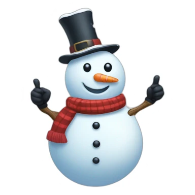 snowman with snow and thumb's up sticker