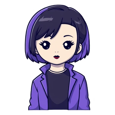 pale skin goth girl with black hair sticker