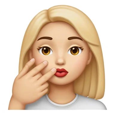 emoji with hand under face and kissy face sticker