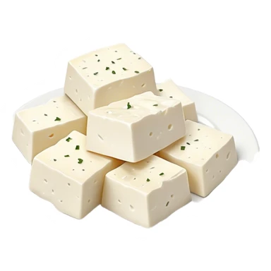 Feta Cheese Cinematic Realistic Feta Cheese Dish Emoji, depicted as slices of tangy, creamy feta cheese served on a plate, rendered with crisp textures and soft, natural lighting. sticker