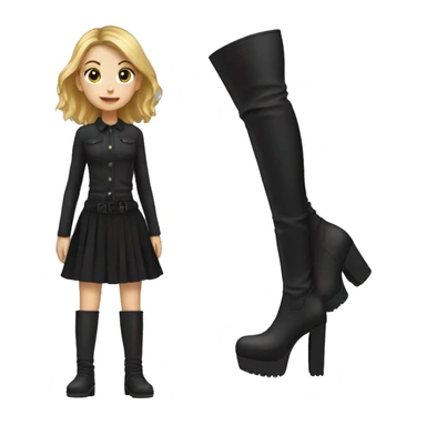 girl wearing tall platform black boots sticker