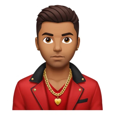 Ginuewine with dark brown hair, shirtless with necklace, red jacket sticker