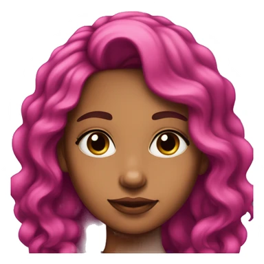 Pretty girl with tan skin, dark eye makeup, and long, magenta pink, wavy, thick hair sticker