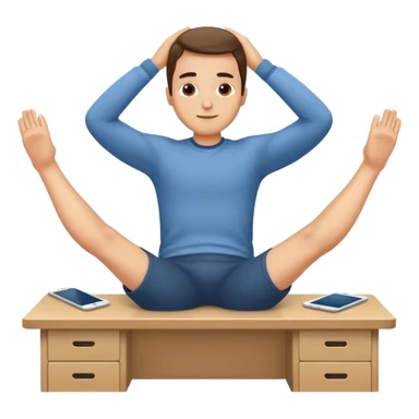relaxed man at desk, legs up, hands behind head sticker