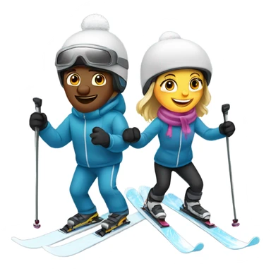 husband and wife skiing sticker