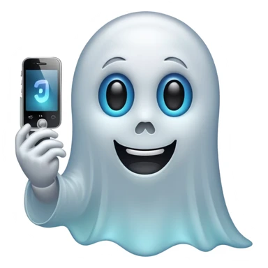 ghost emoji with a phone beside sticker