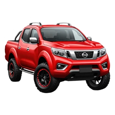 Red Nissan Navara np300 with monster black wheels sticker