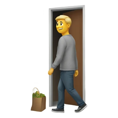 Person walking out the door  sticker