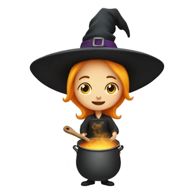 Kitchen witch with couldron sticker