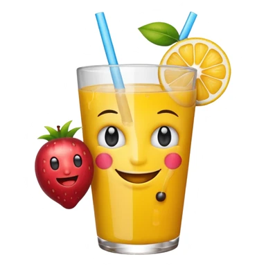 emoticon holding a fruit drink sticker