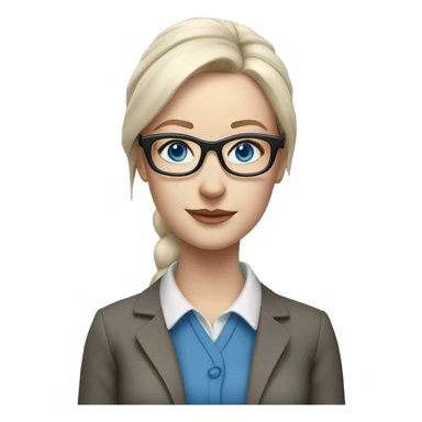 Hyper Realistic pale female lightly tattooed teacher glasses and blue eyes sticker