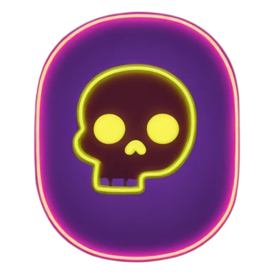 skull shape neon sign style sticker