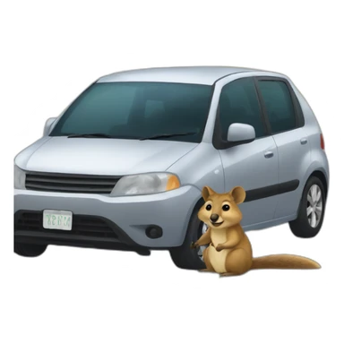 quokka wallaby is driving in car sticker