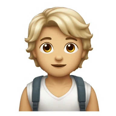 niño de color blanco pelo castaño, ojos marrones y mechas rubias sticker