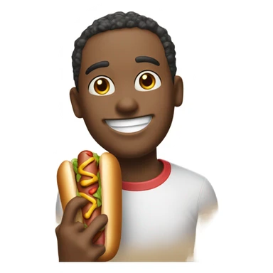 happy emoji eating hot dog sticker