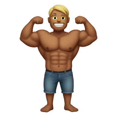 Flexing emoji with jelly roll abs sticker