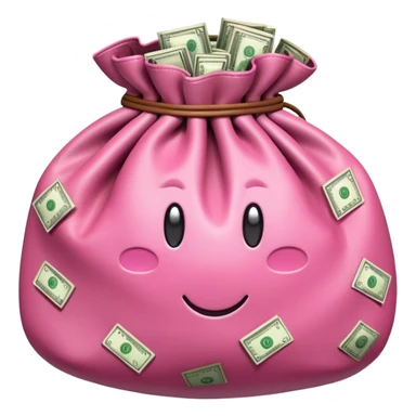 Pink bag full of money sticker