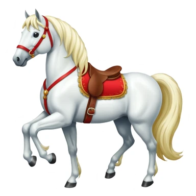 christmas white horse with a red saddle sticker