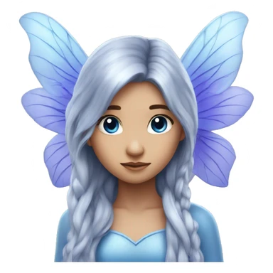 Beautiful, blue flower, fairy, blue, silver, purple, long hair, big wings sticker
