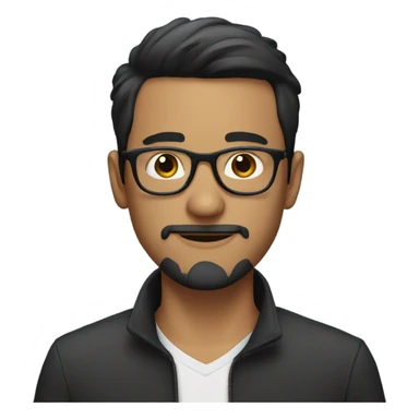 Guy with short black hair and glasses and circle beard sticker