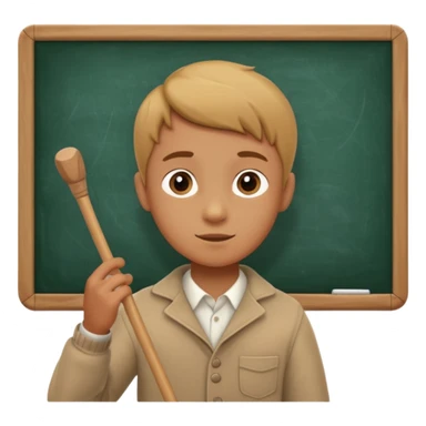 boy teaching with stick near board sticker