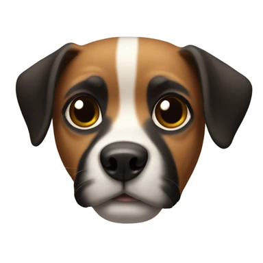 Dog with black face and ears brown eyebrows and white stripe down the middle  sticker