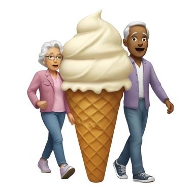 Ice cream cone with old ma walking on top sticker