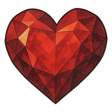 red diamond heart in ghibli style sticker