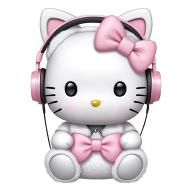 Hello kitty with a light pink bow and headphones sticker