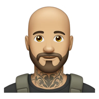 bald beard man with tattoo sticker