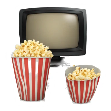 Popcorn in a striped cup with a TV sticker