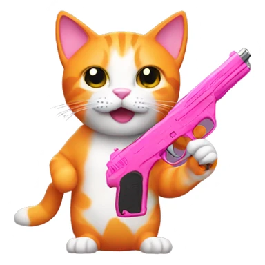 Orange cat with pink gun  sticker