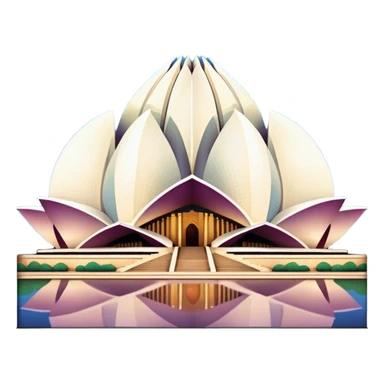 Cinematic Realistic Lotus Temple Landmark Emoji, showcasing the modern architectural marvel with petal‚Äêlike structures rendered with dynamic lighting and graceful textures. sticker