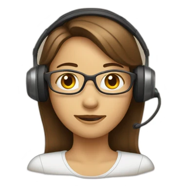 front profile of an emoji wearing an headset, women cocation  sticker