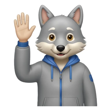 grandpawolf wholebody standing and waving his hand sticker