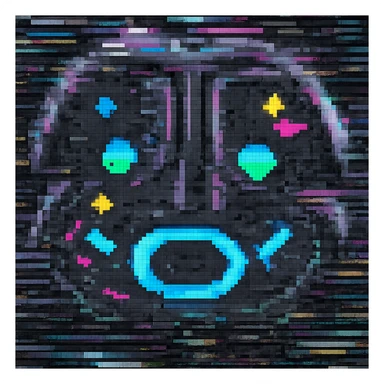 Add animated static lines to the broken screen emoji in pixel art style, keeping the background transparent. Maintain the pixelated look and glitchy effect with static lines animation. sticker