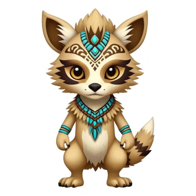 a colorful edgy cute vernid-fionbri-creature with tribal markings full body sticker