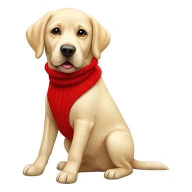 Pale golden Labrador wearing a red jumper  sticker