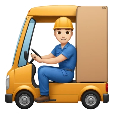 create a realistic emoji of a logistic worker parking and resting  sticker